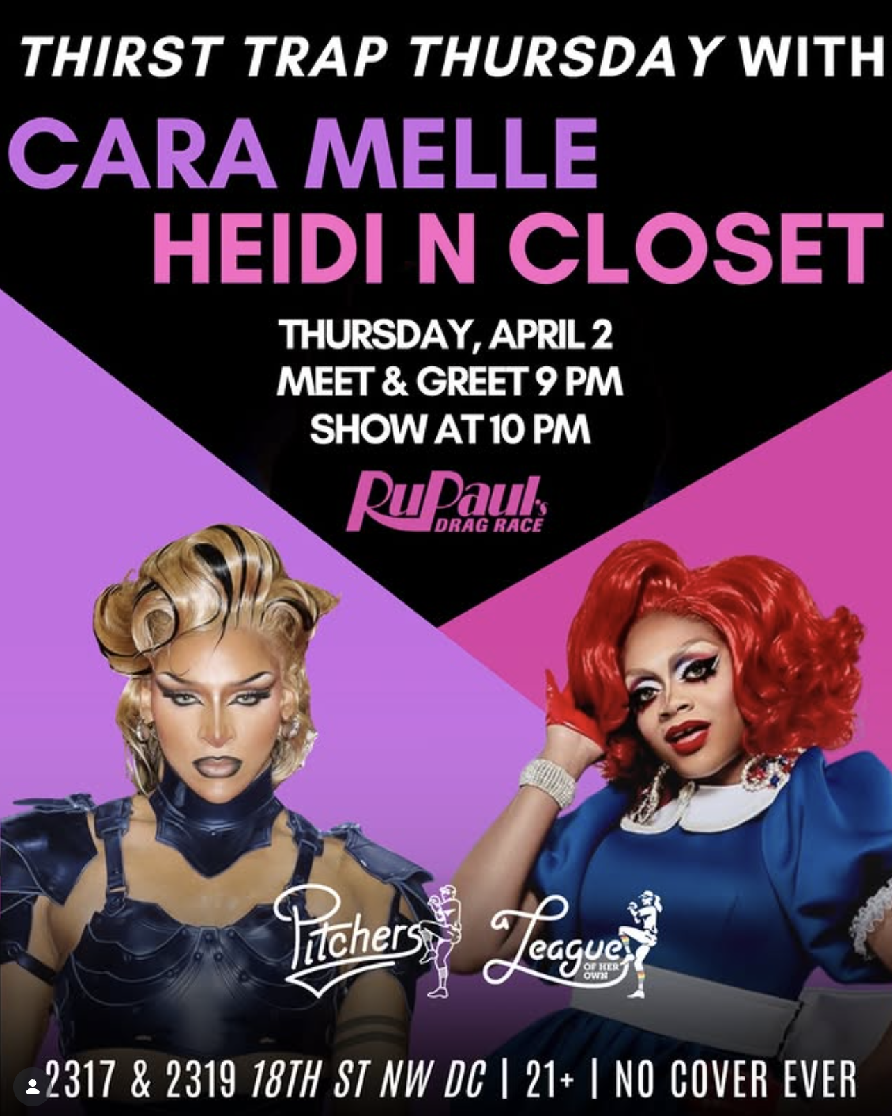 Thirst Trap Thursday with Cara Melle and Heidi N Closet flyer
